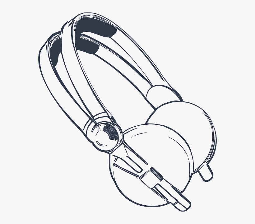Head, Computer, Black, Phone, Music, Outline, Drawn - Head Phones Black And White, transparent png download