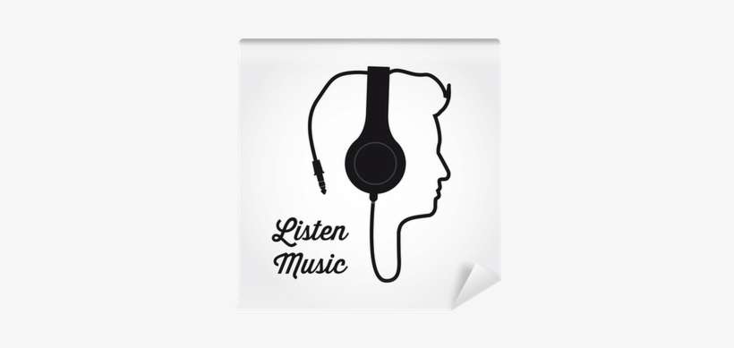 Man Profile Silhouette With Headphone Music Vector - Headphone Side Vector, transparent png download
