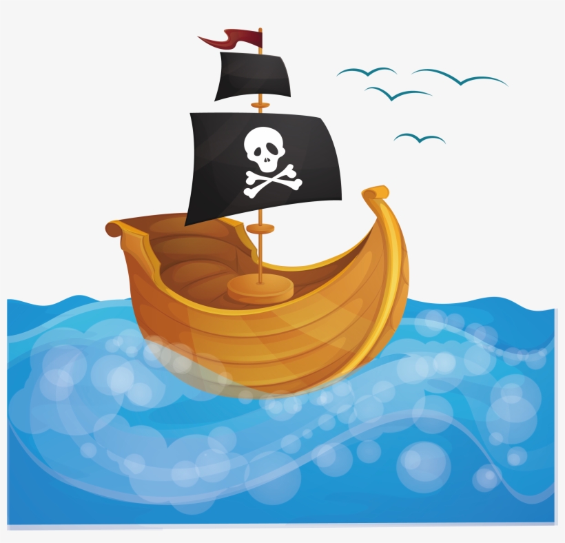 Black And White Piracy Ship Boat In The Transprent - Pirate, transparent png download