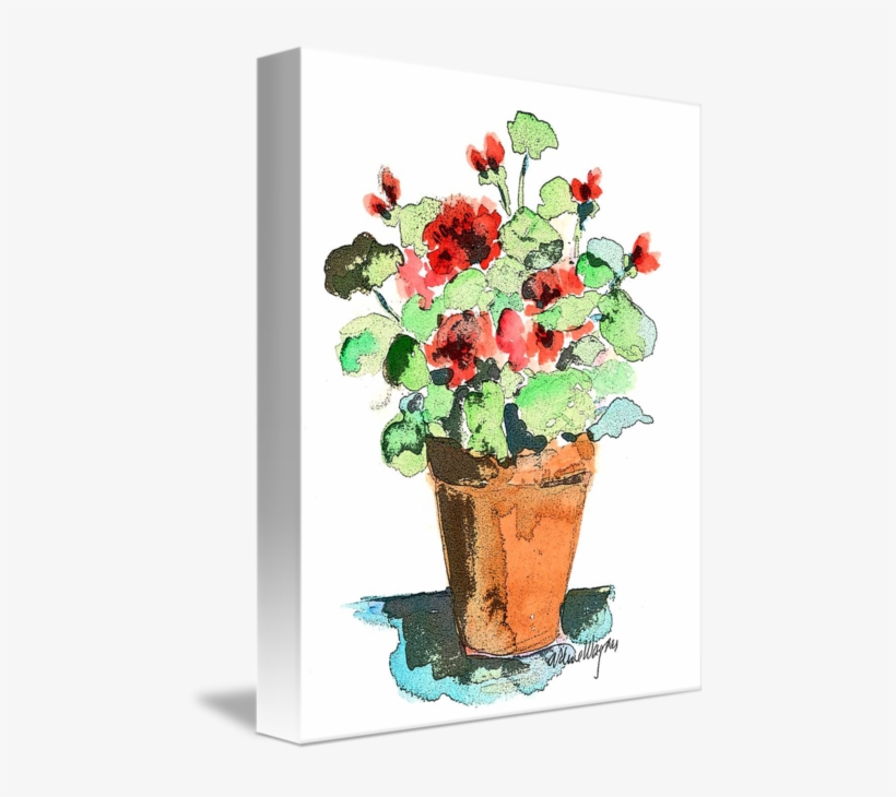 Potted Geranium By Arline Wagner - Potted Plants And Flowers, transparent png download