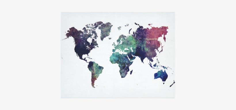 World Map 12 Cotton Linen Wall Tapestry - World Map, transparent png download