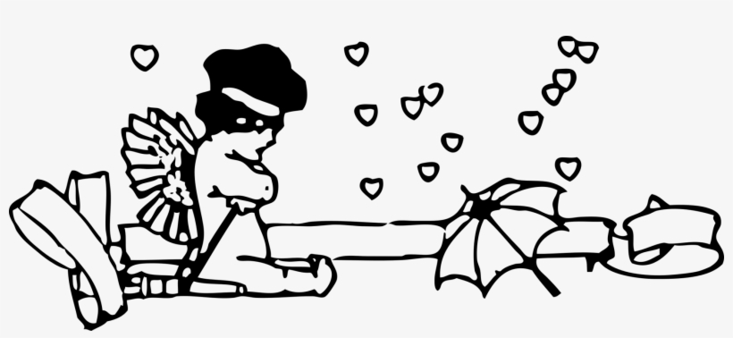 Cupid Black And White Love Download Line Art - Clip Art, transparent png download