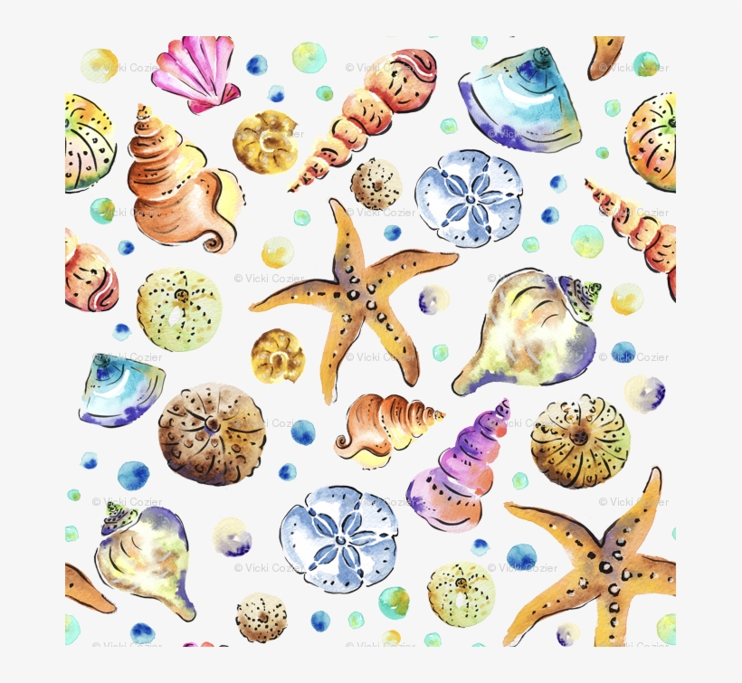 Starfish & Shells Watercolour Wallpaper - Watercolour Shells, transparent png download
