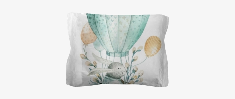 Cute Baby Rabbit Animal, Forest Illustration For Children - Hot Air Balloon Murals With Woodland Animals Baby Room, transparent png download