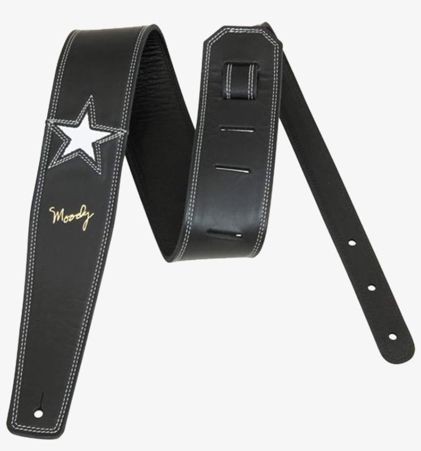 5" 1 Star Leather Backed Strap - Cool Black Leather Guitar Strap, transparent png download
