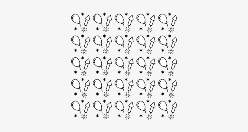 Hand Drawn Doodle Party Background With Air Balloons - Fireworks, transparent png download