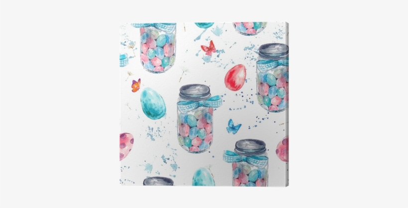 Watercolor Seamless Pattern With Glass Jar, Candy, - Watercolor Painting, transparent png download