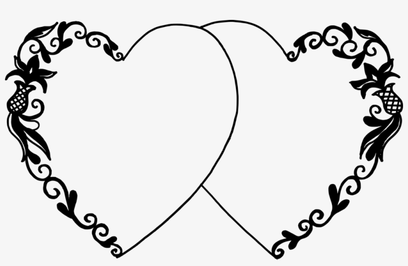 Png File Size - Heart Frame Black And White, transparent png download