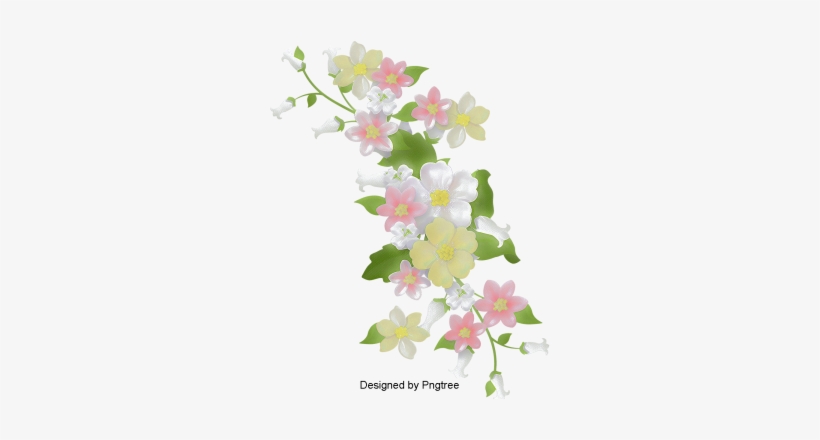 Cartoon Beautiful Hand Painted Flower Flowers, Cartoon, - Diseño De Flores Esquinera, transparent png download