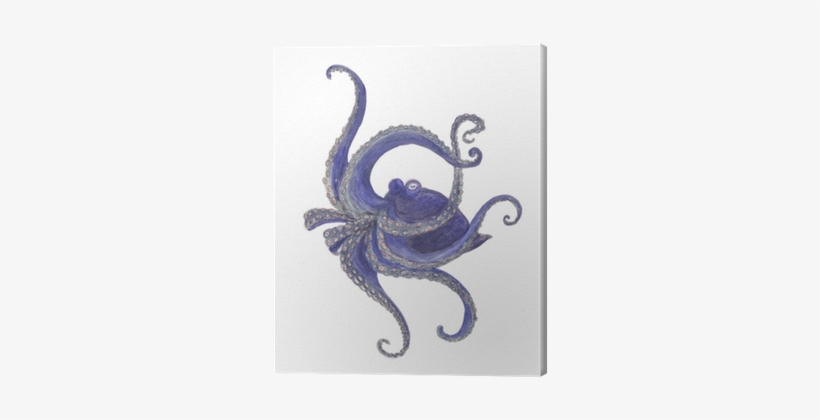 Watercolor Painting Blue Octopus Canvas Print • Pixers® - Watercolor Painting, transparent png download