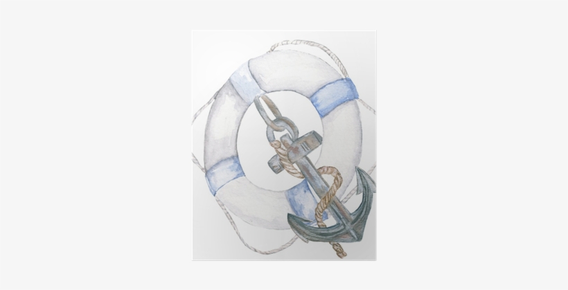 Life Ring, Anchor Poster • Pixers® • We Live To Change - Watercolor Painting, transparent png download