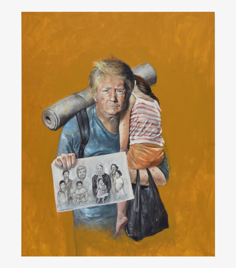Das Vielleicht Bekannteste Bild Von Abdalla Al Omari - Syrian Artist Depicting World Leaders As Refugees, transparent png download