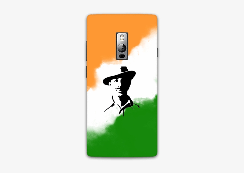 Bhagat Singh With Indian Tricolor Oneplus 2 Mobile - Shaheed Bhagat Singh Silhouette Sticker, transparent png download