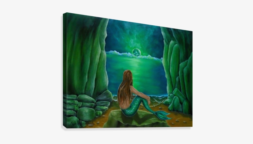 Canvas Print - Seascape Night Mermaid, transparent png download