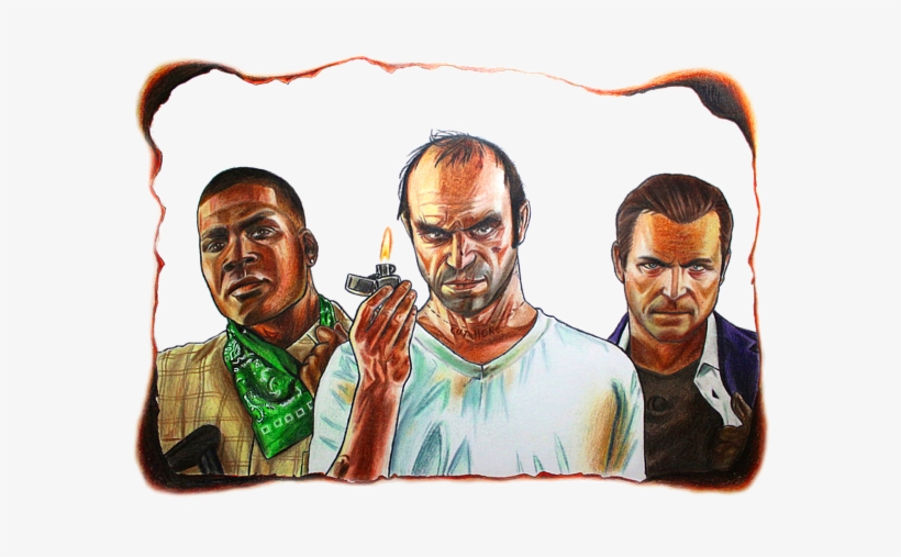 Bleed Area May Not Be Visible - Gta 5 Characters Drawing, transparent png download