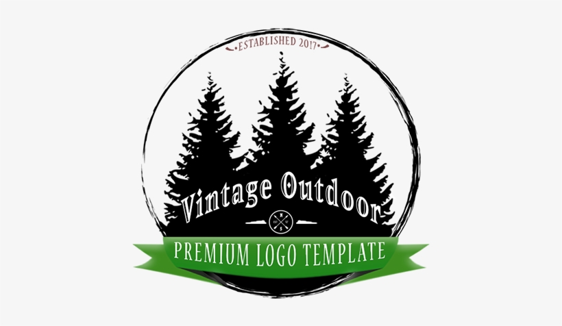 Retro Outdoor Pines Logo Psd Template - Christmas Tree, transparent png download