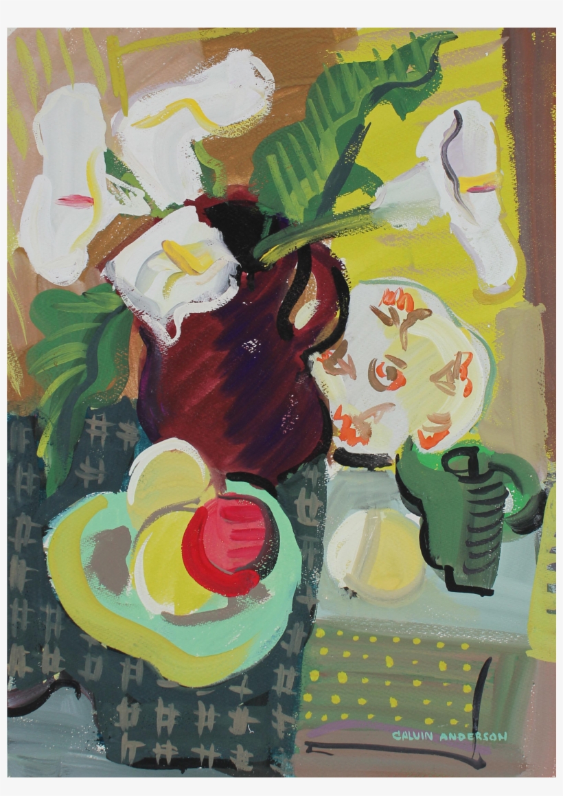 Modernist With Calla Lilies In Gouache Chairish - Acrylic Paint, transparent png download