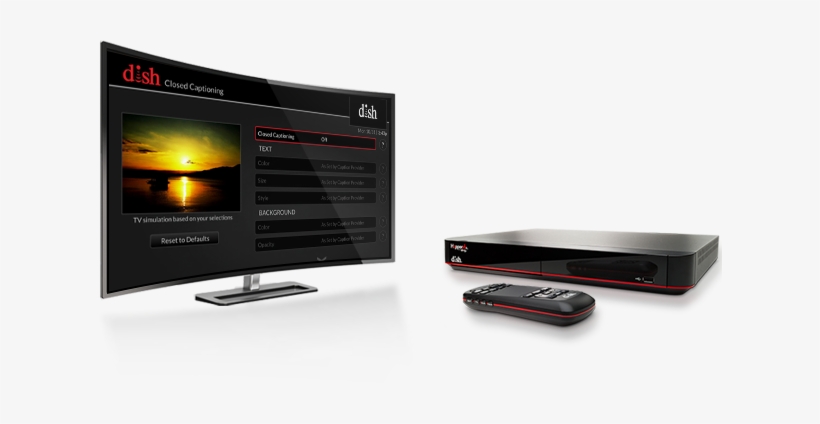 Tv Showing Closed Captioning Settings Screen With A - Dish Receiver Png, transparent png download