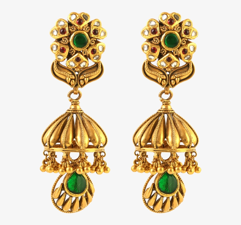 Gold Collections South Indian - Earrings, transparent png download