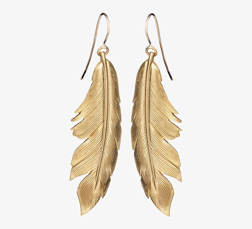 Golden Feather Earrings, transparent png download