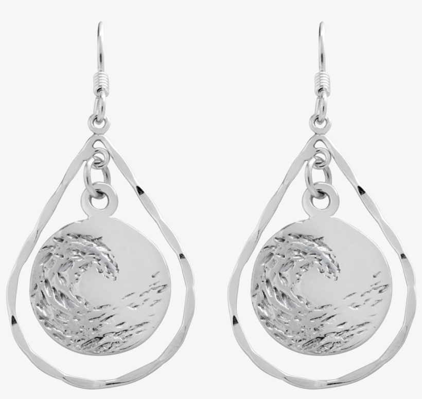 Sterling Silver Circle Tear Drop Earrings - Earrings, transparent png download