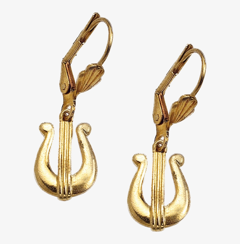 David's Harp Brass Earrings - Earrings, transparent png download