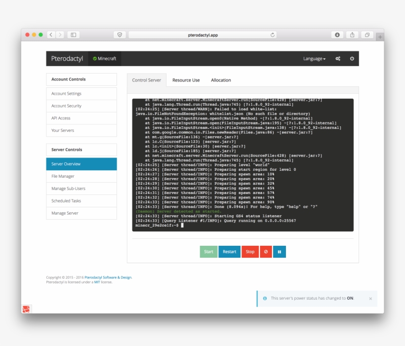Http - //static - S3 - Pterodactyl - Io/v5/server Console - Pterodactyl Themes, transparent png download