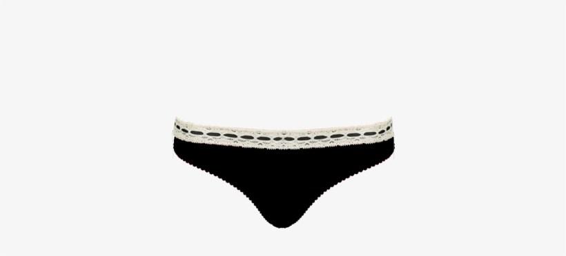 Lace Knicker Black & Cream - Underwear Lace Png, transparent png download
