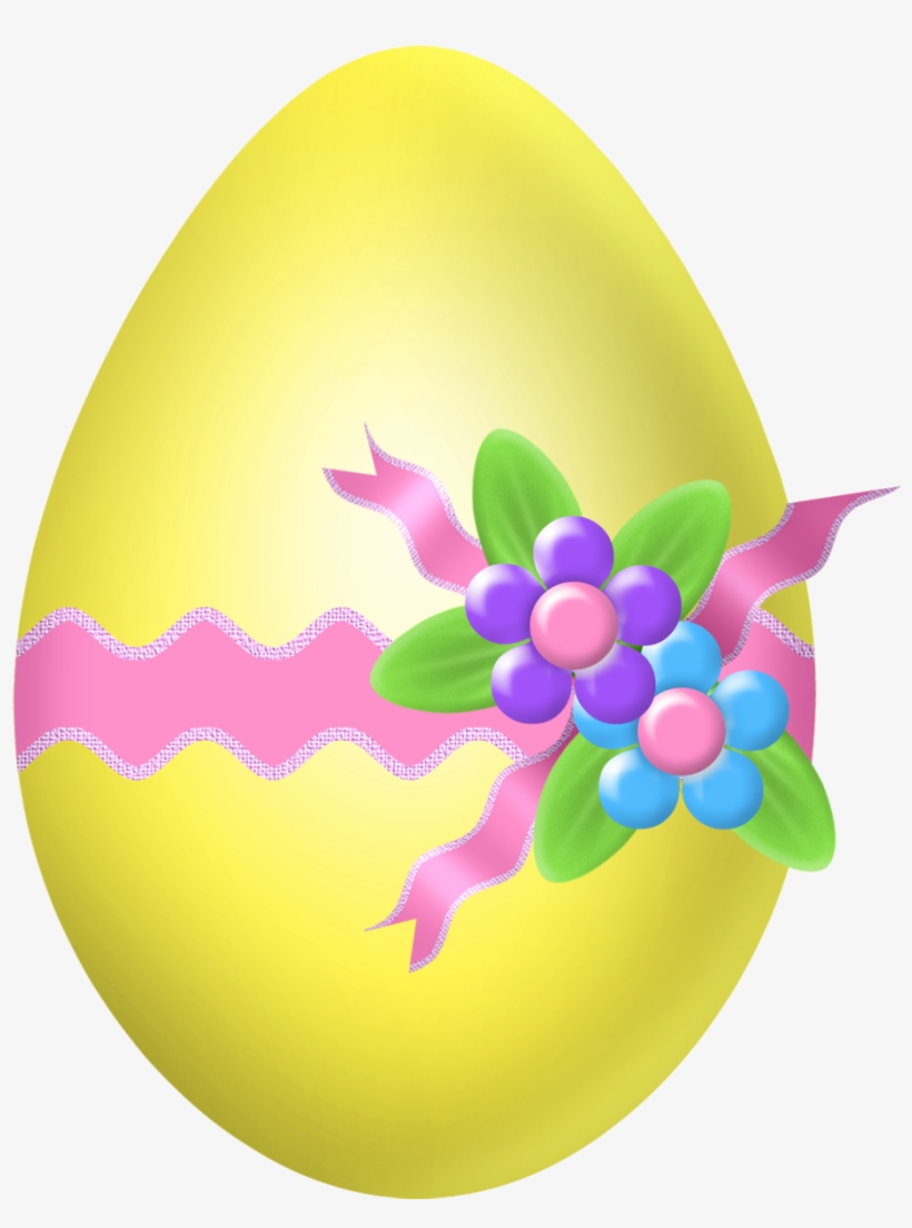 Yellow Egg With Flower Decoration Png Picture - Veľkonočné Vajíčko Clipart, transparent png download