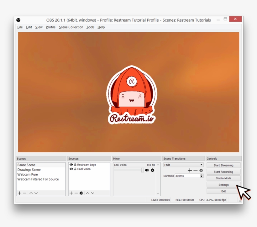 Launch Obs Studio And Click "settings" On The Bottom - Windows M3u Reastream, transparent png download