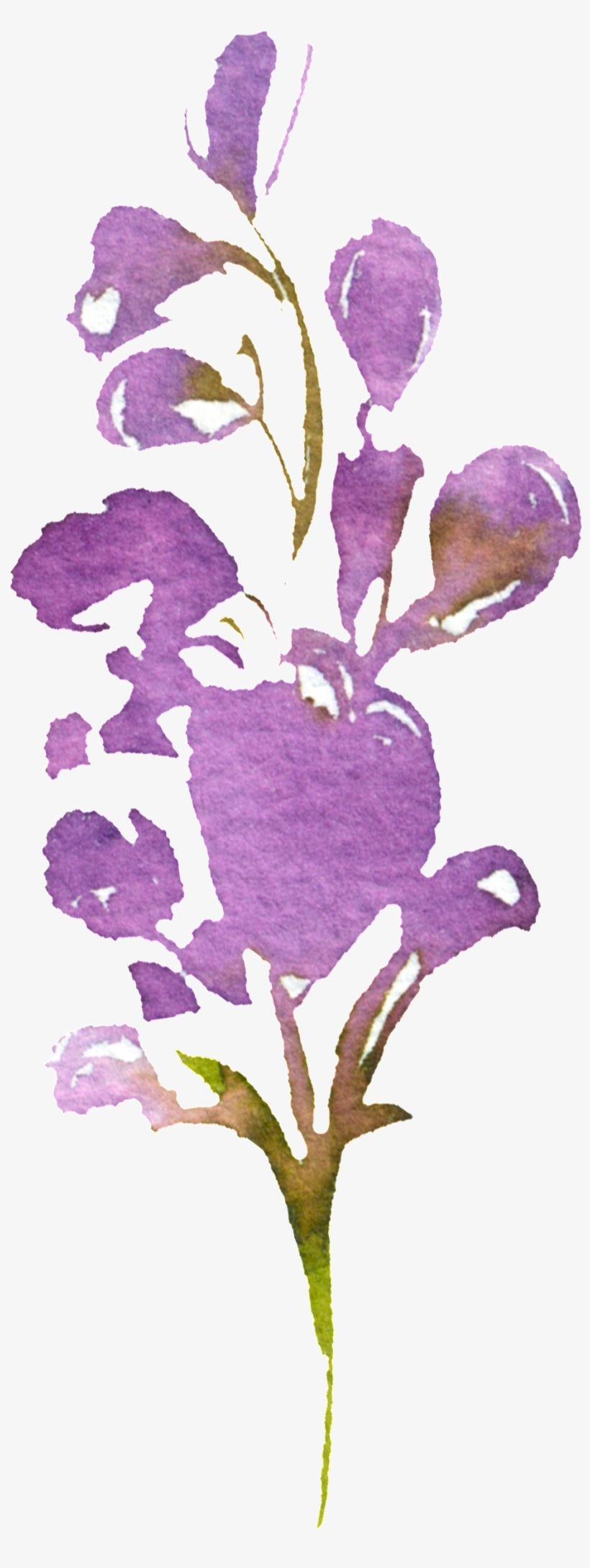Hand Painted Purple Watercolor Flower Png Transparent - Watercolor Painting, transparent png download