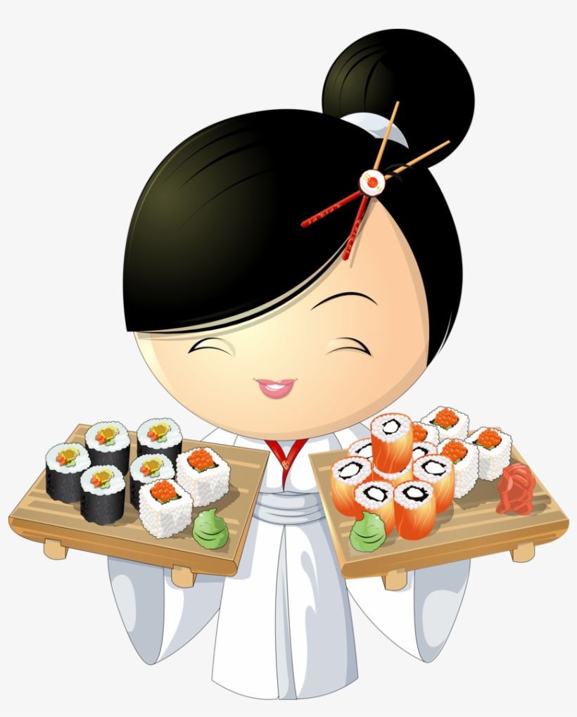 Girl Png Clipart Kokeshi Chinesa Asian - Vector Sushi, transparent png download