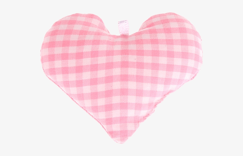 Textile Heart Pink Checkered - Png Coração De Pano, transparent png download