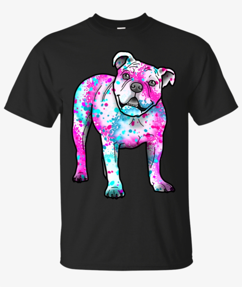 American Bulldog In Watercolor Splash T-shirt - American Bulldog In Watercolor Splash V-neck Tees, transparent png download