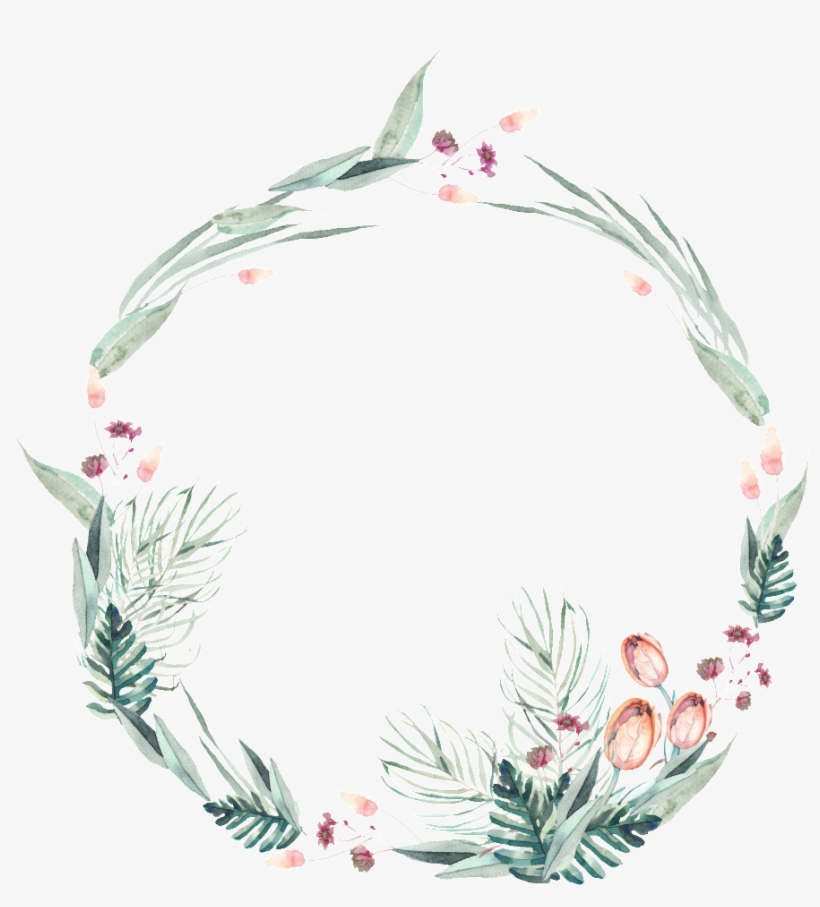 Hand Painted Retro Elegant Wreath Png Transparent - 叶子 花圈 Png, transparent png download