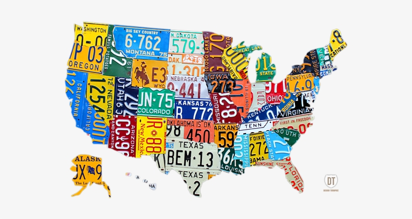 Click And Drag To Re-position The Image, If Desired - Map Of United States License Plates, transparent png download