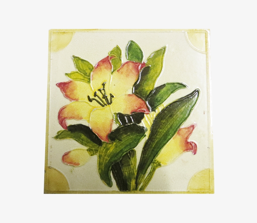 Original Antique Watercolour Floral Fireplace Tiles - Lily, transparent png download
