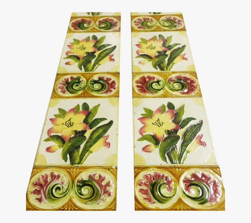 Original Antique Watercolour Floral Fireplace Tiles - Anthurium, transparent png download
