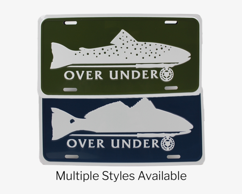 Over Under Trout On Fly License Plate Tag-green, transparent png download