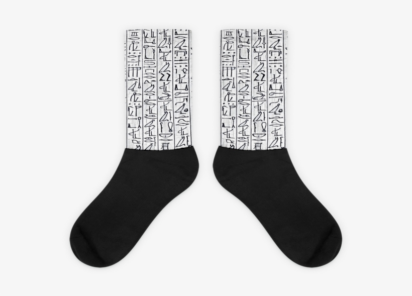 Egyptian Hieroglyphics Black White Black Foot Socks - Doge Socks, transparent png download