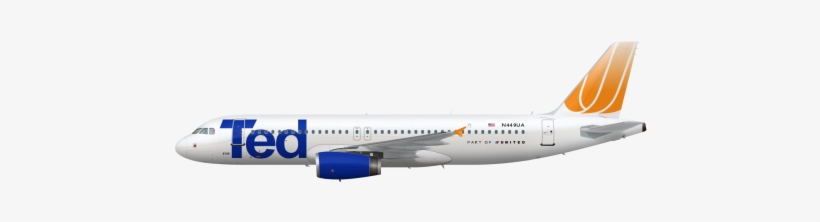 United Airlines Airbus A320 - United Ted, transparent png download