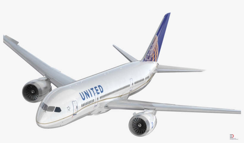 Boeing 787 3 United Airlines Rigged Royalty Free 3d - United Airlines Plane Png, transparent png download