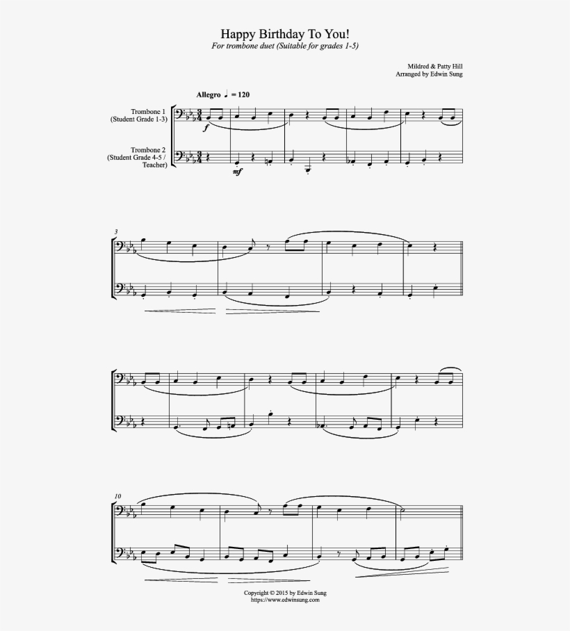 Tromboneduet - Happy Birthday Cello Duet, transparent png download