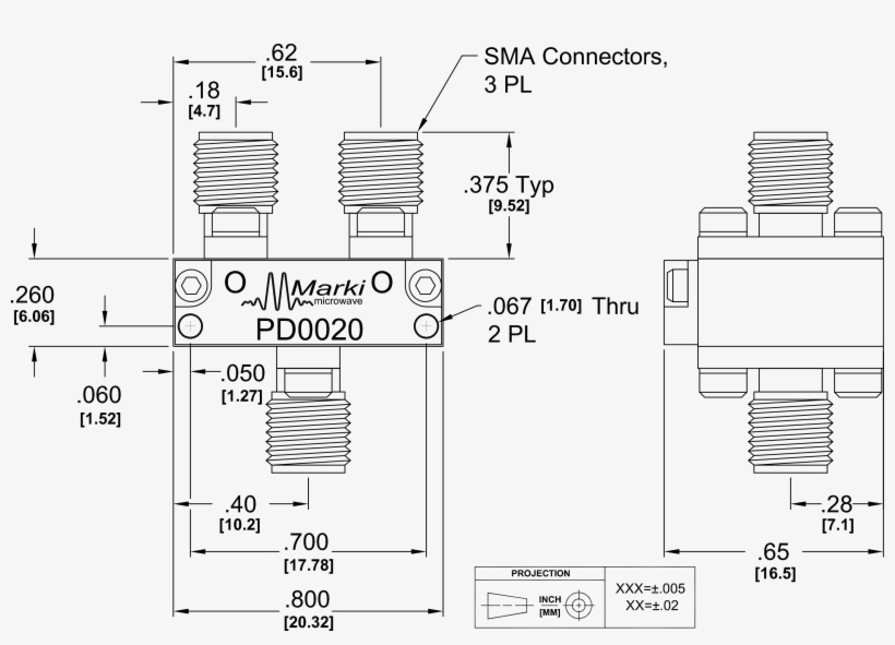 Pd-0010 Power Divider Package Diagram - Package Diagram, transparent png download