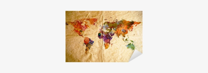 Watercolor World Map Old Paper Background Sticker World Map Png
