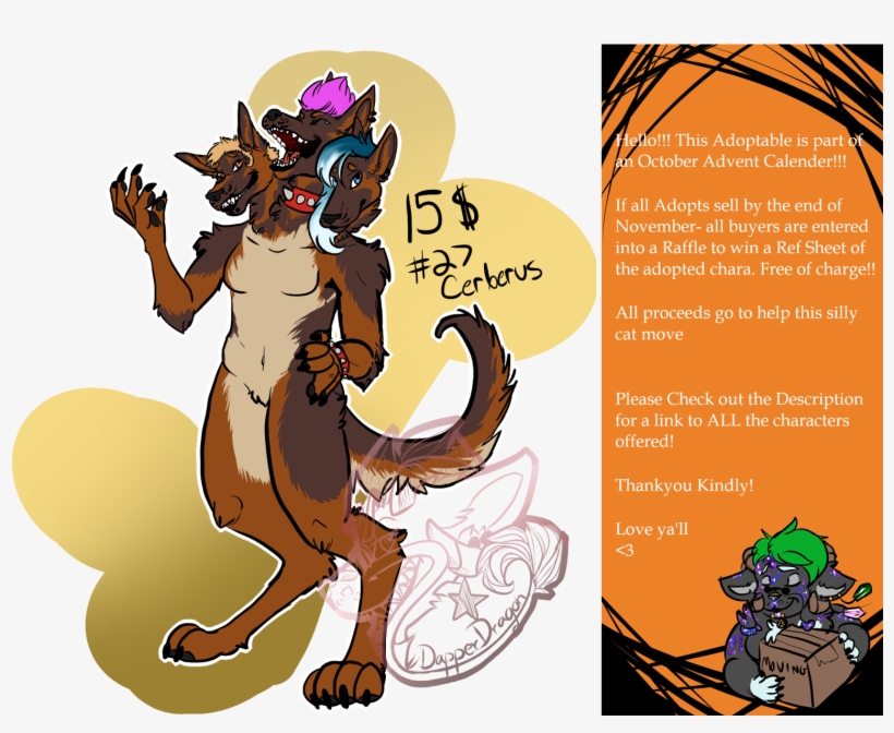 Adoptober 27 Cerberus Sold - Fur, transparent png download