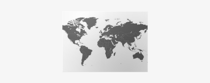 Blank Grey Political World Map Isolated On White Background - World Map Sweden, transparent png download