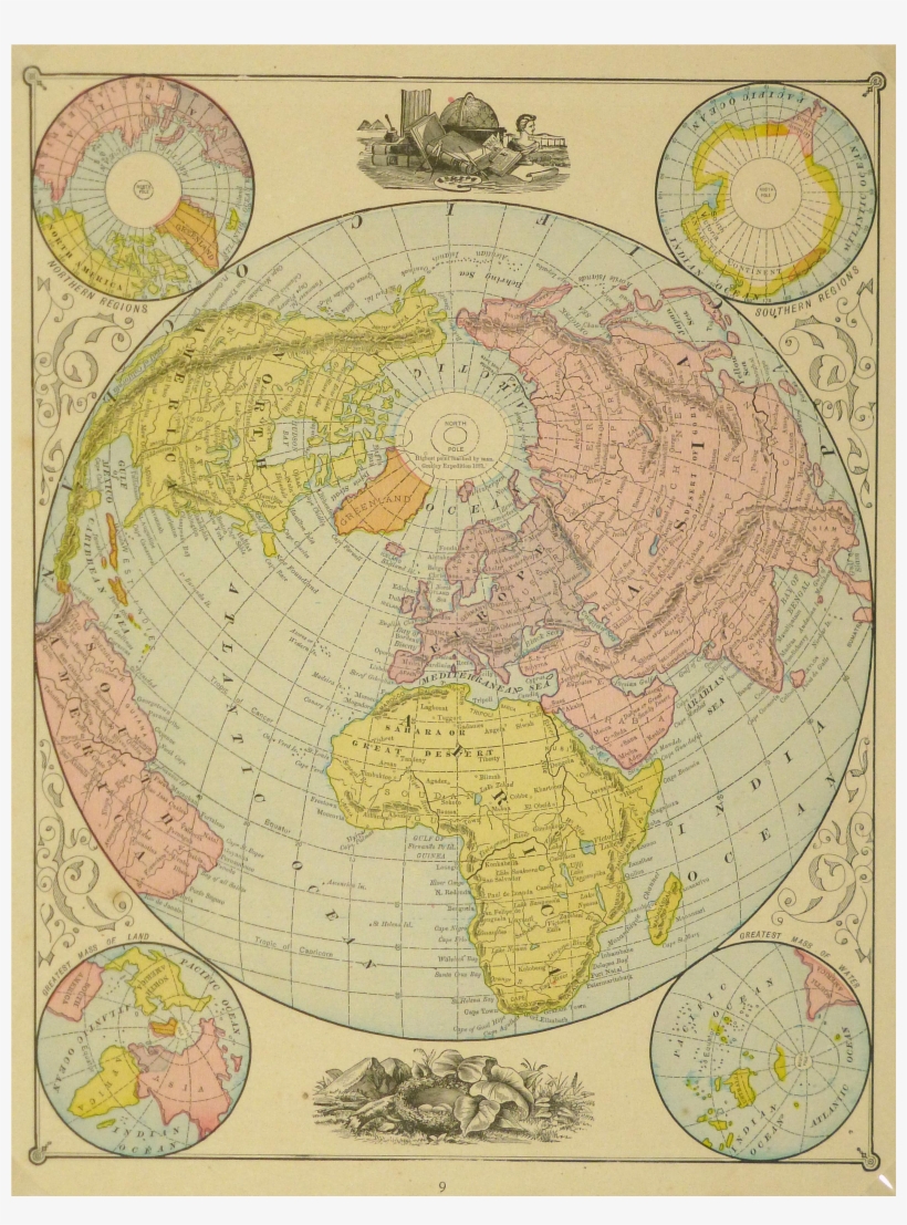 Vintage World Map Png Clipart Library Stock - Atlas, transparent png download