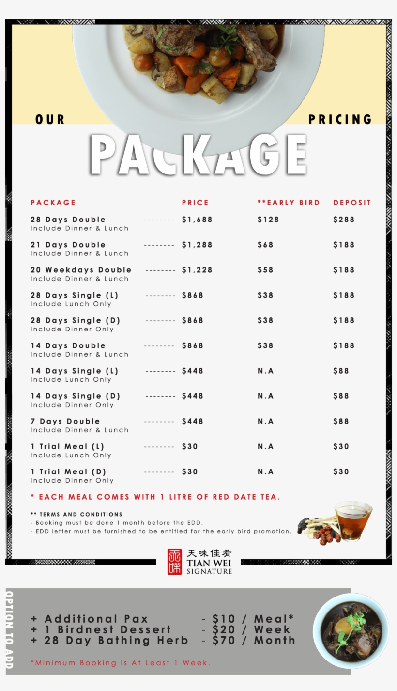 Tian Wei Confinement Food Package - Confinement Food Package, transparent png download