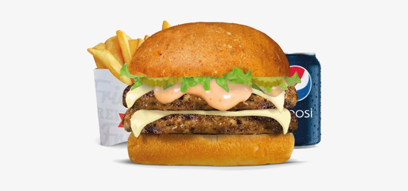 Double Diet Burger Meal • - Pepsi, transparent png download